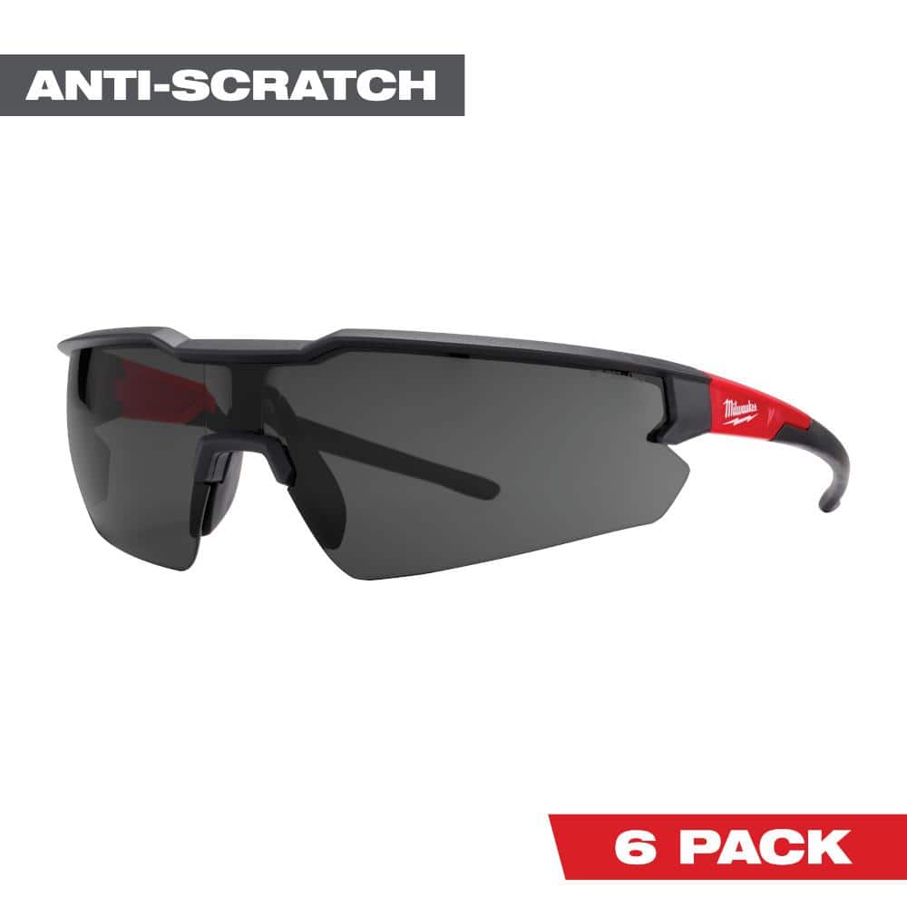 Milwaukee Safety Glasses with Tinted Anti-Scratch Lenses (6-Pack)