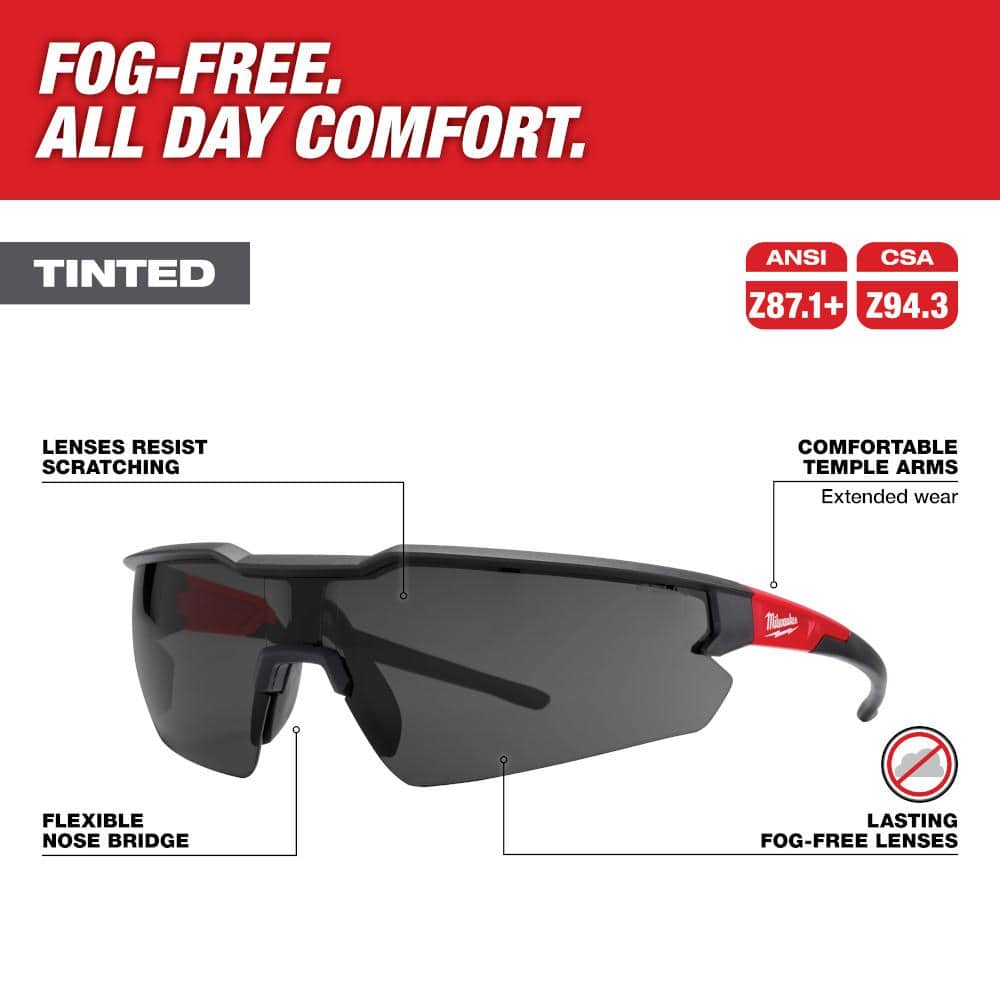 Milwaukee Safety Glasses with Tinted Anti-Scratch Lenses (12-Pack)