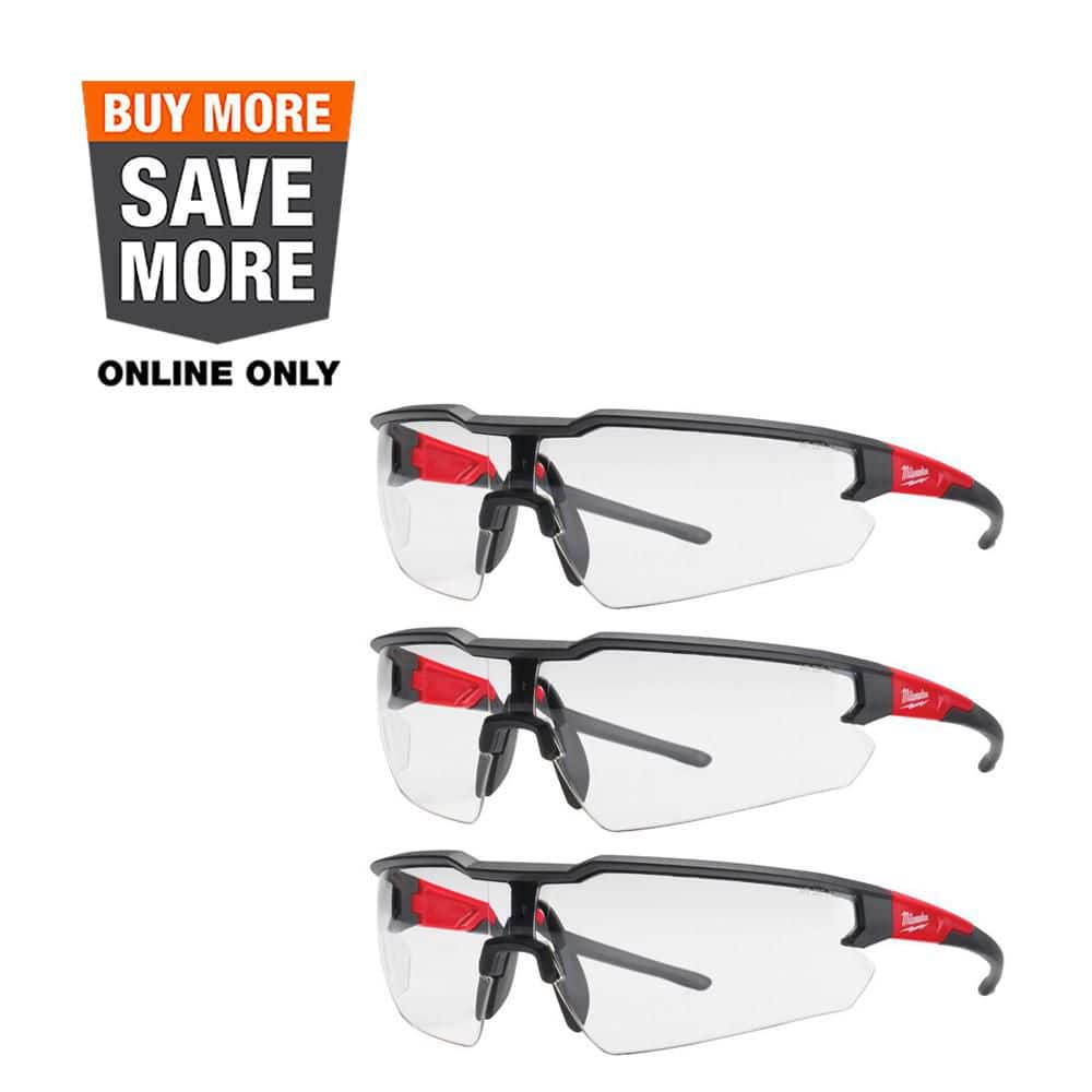 Milwaukee Safety Glasses with Clear Anti-Scratch Lenses (3-Pack) – Model 48-73-2052