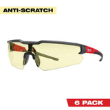 Milwaukee Safety Glasses with Yellow Anti-Scratch Lenses (12-Pack)