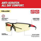 Milwaukee Safety Glasses with Yellow Anti‑Scratch Lenses (6‑Pack)