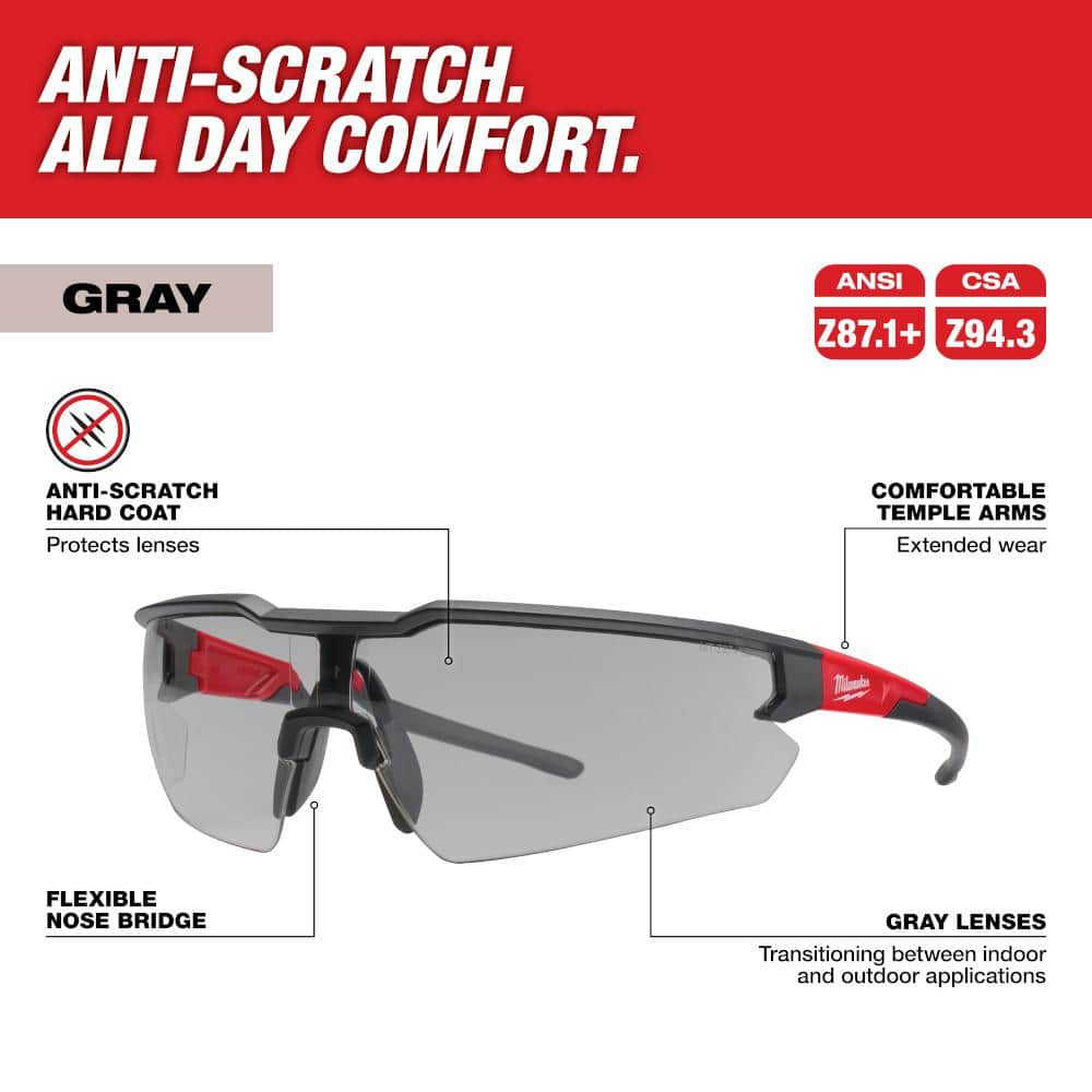Milwaukee Clear and Tinted Safety Glasses with Anti-Scratch Lenses (2-Pack)