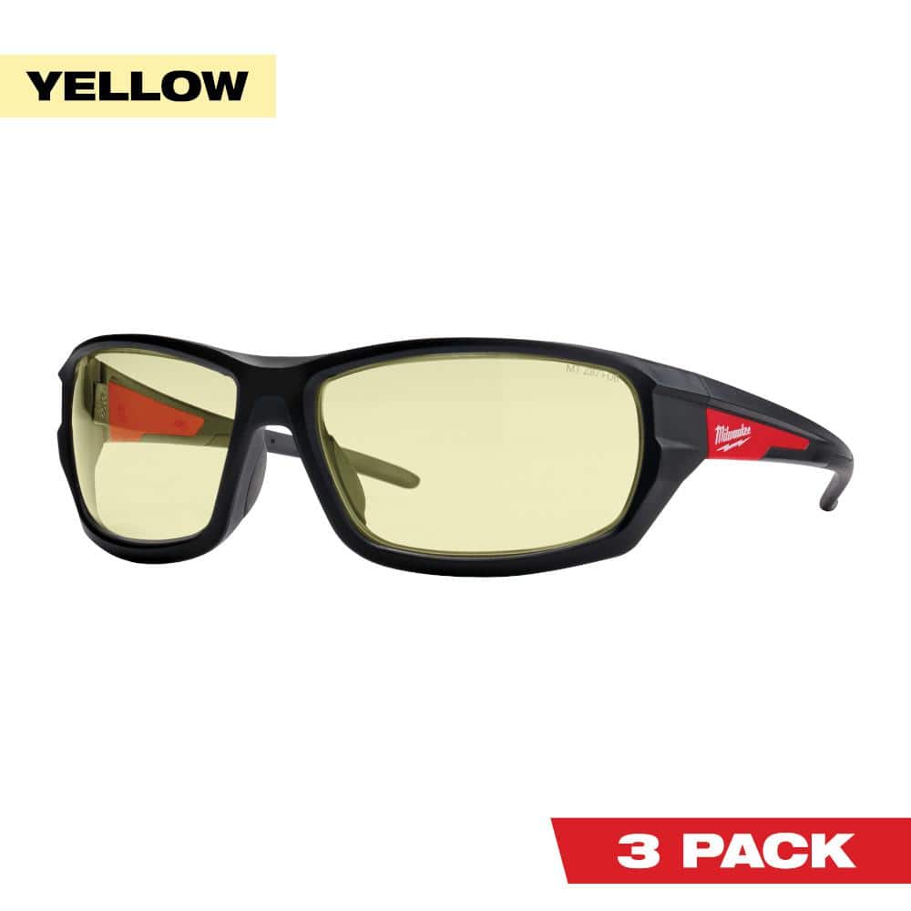 Milwaukee Yellow Performance Safety Glasses with Fog-Free Lenses (3-Pack)