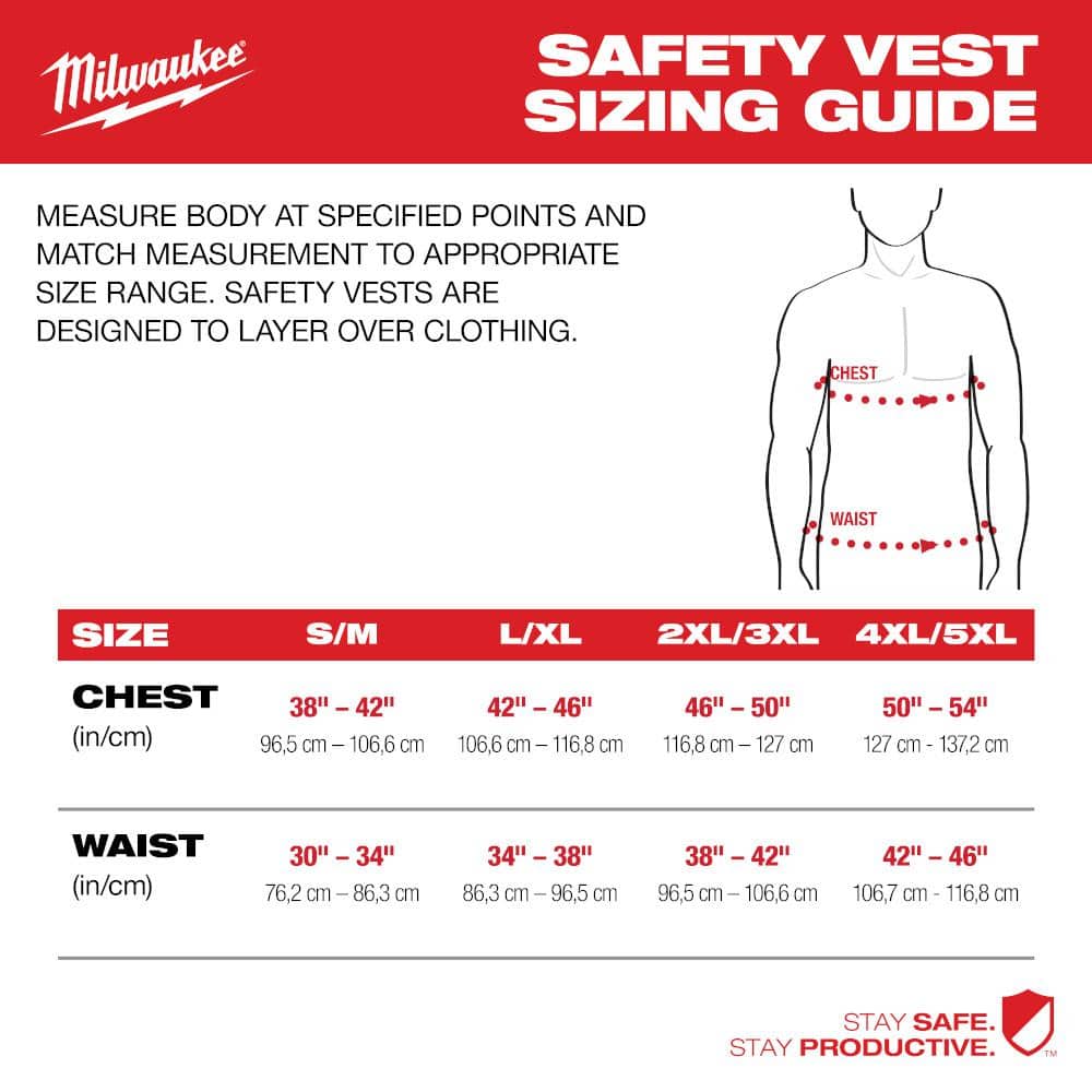 Milwaukee Large/XL Yellow Class 2 High Visibility Safety Vest, 10 Pockets + Clear Anti‑Scratch Safety Glasses