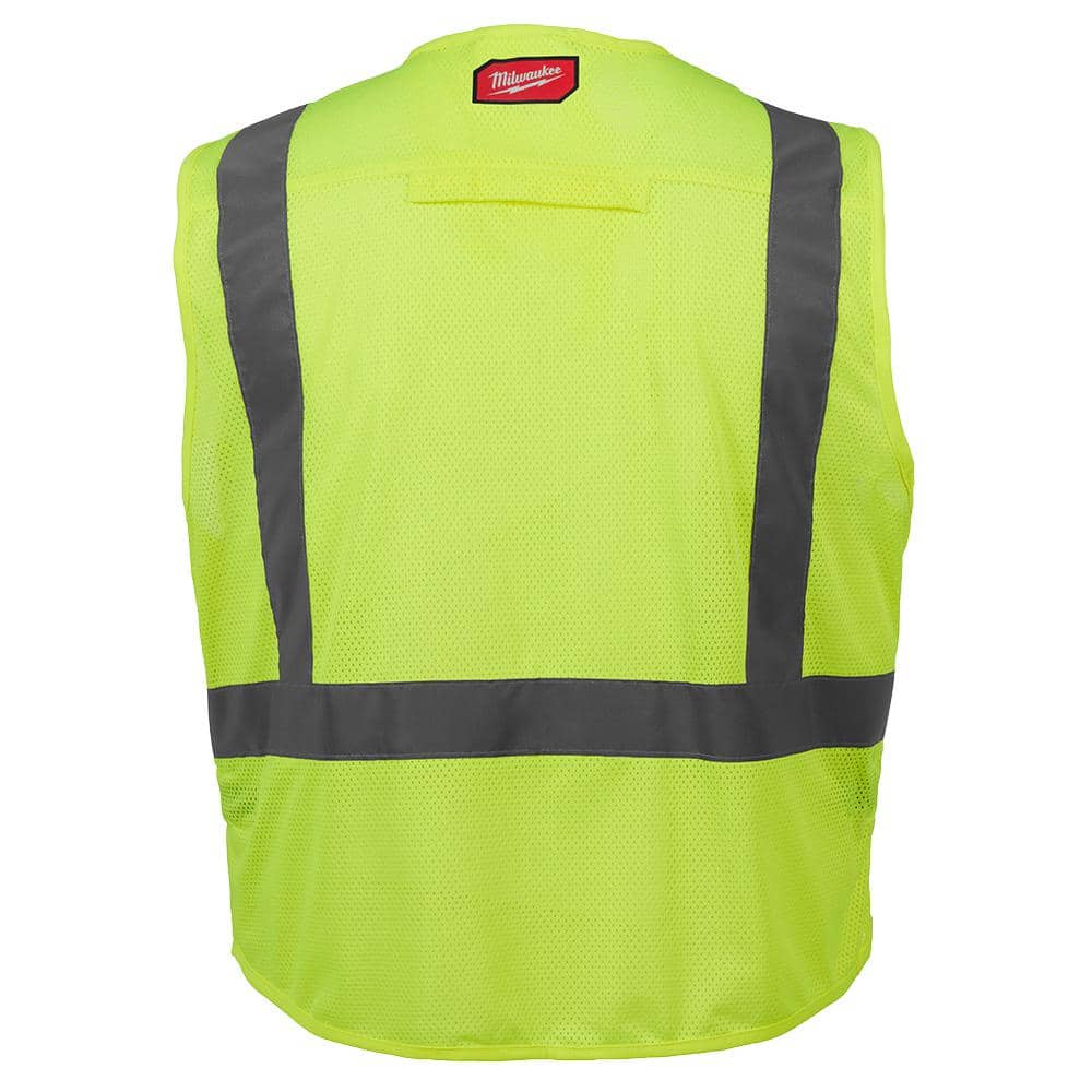 Milwaukee Large/XL Yellow Class 2 High Visibility Safety Vest, 10 Pockets + Clear Anti‑Scratch Safety Glasses