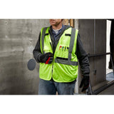 Milwaukee Large/XL Yellow Class 2 High Visibility Safety Vest, 10 Pockets + Clear Anti‑Scratch Safety Glasses