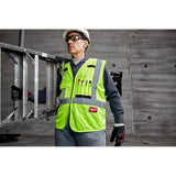 Milwaukee Large/XL Yellow Class 2 High Visibility Safety Vest, 10 Pockets + Clear Anti‑Scratch Safety Glasses