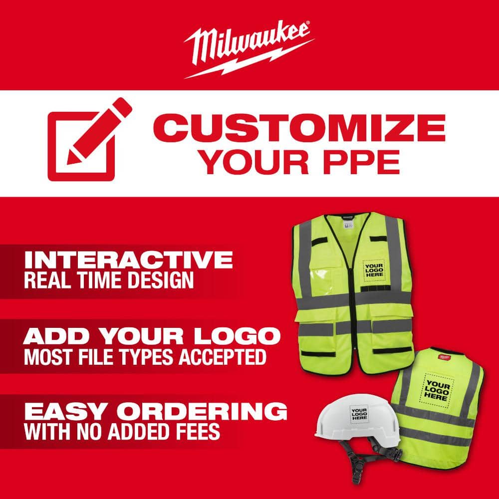 Milwaukee Large/XL Yellow Class 2 High Visibility Safety Vest, 10 Pockets + Clear Anti‑Scratch Safety Glasses
