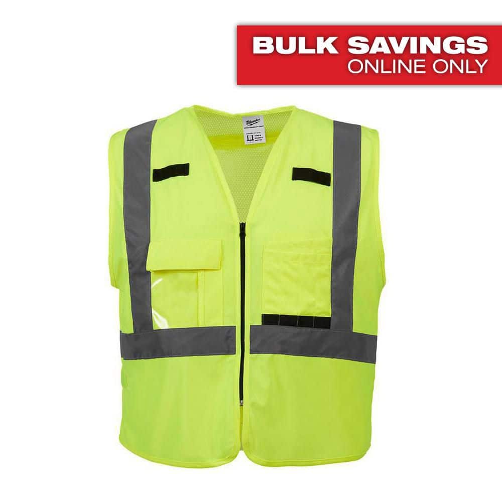Milwaukee 4X-Large/5X-Large Yellow Class 2 High-Visibility Safety Vest with 10 Pockets (2-Pack)