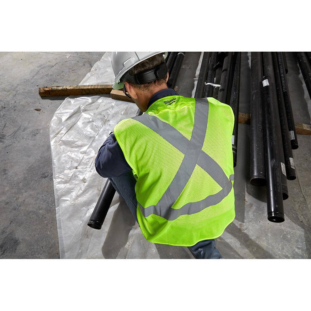 Milwaukee 4X-Large/5X-Large Yellow Class 2-High Visibility Safety Vest with 10-Pockets (4-Pack)