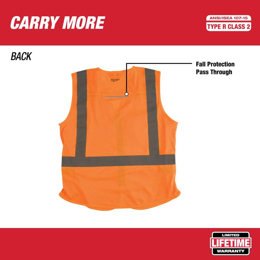 Milwaukee Small/Medium Orange Class 2 High Visibility Safety Vest with 10 Pockets (4-Pack)