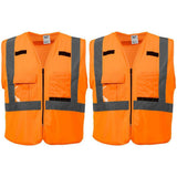 Milwaukee 4X-Large/5X-Large Orange Class 2 High-Visibility Safety Vest, 10 Pockets, Zipper Closure (2-Pack)