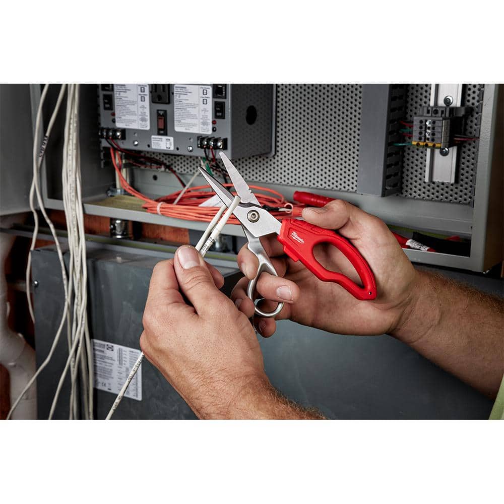 Milwaukee Electrician Snips, 2 in Blade, Bolt Lock, Forged Blades