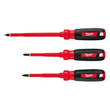 Milwaukee 48-22-2202 1000-Volt Insulated Screwdriver Set, 3-Piece (Slotted 1/4" x 6", Phillips #2 x 4", ECX #1 x 4")