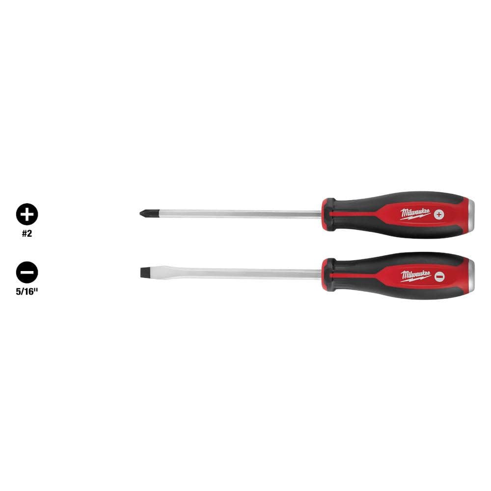Milwaukee Demo Combination Screwdriver Drivers with Steel Caps, 2-Piece Set (Phillips #2 & Slotted 5/16 in.)
