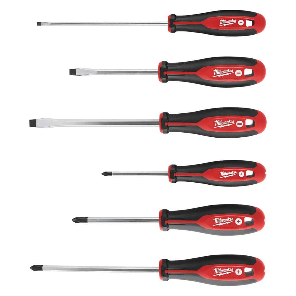 Milwaukee Phillips/Slotted Screwdriver Set with Tri-Lobe Handles, Magnetic Tips — 6-Piece (Model 48-22-2706)