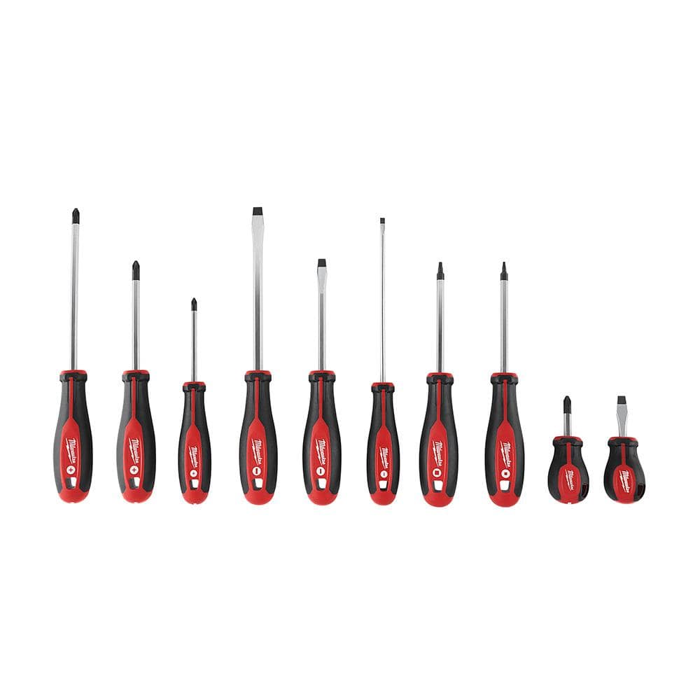 Milwaukee Screwdriver Set with 7.75 in. Combination Electricians 6-in-1 Wire Strippers/Pliers (11-Piece)
