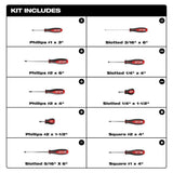 Milwaukee Screwdriver Set with 7.75 in. Combination Electricians 6-in-1 Wire Strippers/Pliers (11-Piece)