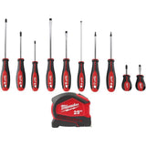 Milwaukee Combination Screwdriver Set with 25 ft. Compact Auto-Lock Tape Measure (11-Piece)