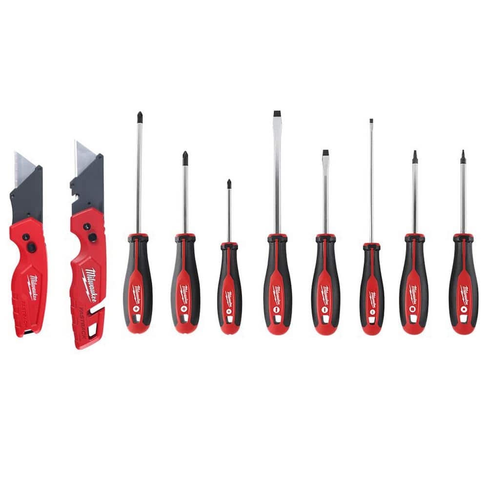 Milwaukee Screwdriver Set with FASTBACK Utility Knives, 10-Piece