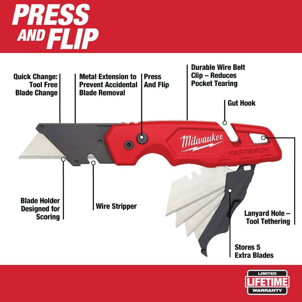 Milwaukee Screwdriver Set with FASTBACK Utility Knives, 10-Piece