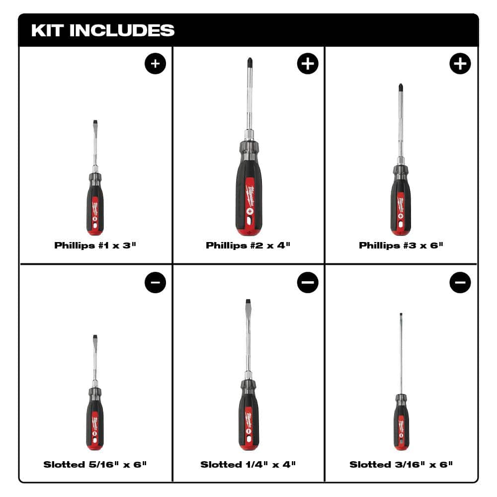 Milwaukee Cushion Grip Screwdriver Set, 6-Piece (Model 48-22-2886)