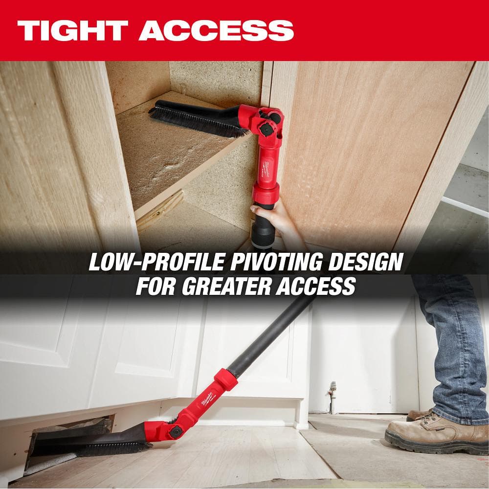 Milwaukee AIR-TIP 1-1/4 in. – 2-1/2 in. Low-Profile Pivoting Brush Wet/Dry Shop Vacuum Attachment (1-Piece)