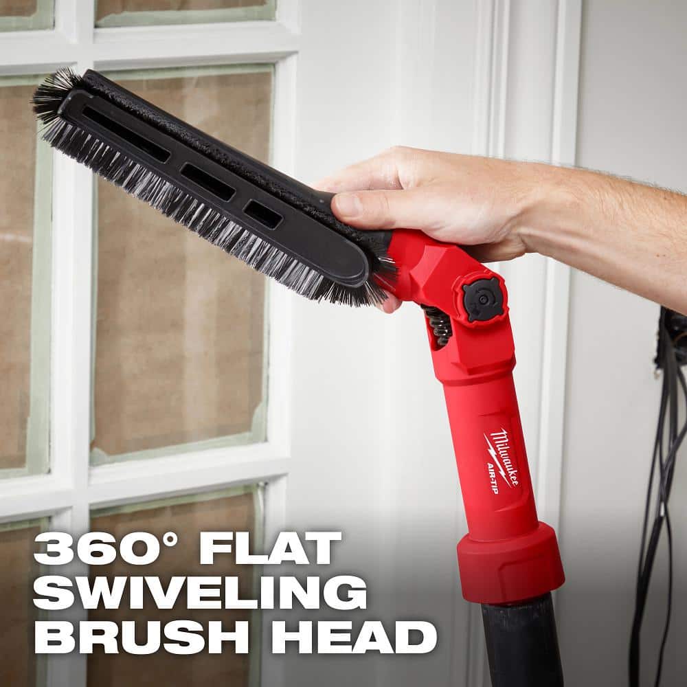 Milwaukee AIR-TIP 1-1/4 in. – 2-1/2 in. Low-Profile Pivoting Brush Wet/Dry Shop Vacuum Attachment (1-Piece)