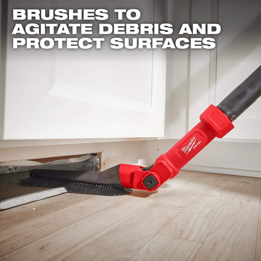 Milwaukee AIR-TIP 1-1/4 in. – 2-1/2 in. Low-Profile Pivoting Brush Wet/Dry Shop Vacuum Attachment (1-Piece)