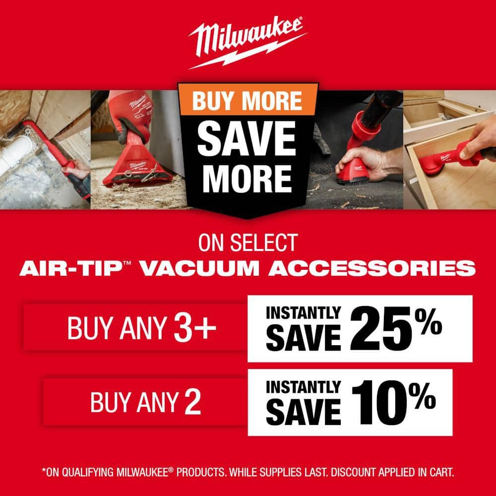 Milwaukee AIR-TIP 1-1/4 in. – 2-1/2 in. Low-Profile Pivoting Brush Wet/Dry Shop Vacuum Attachment (1-Piece)