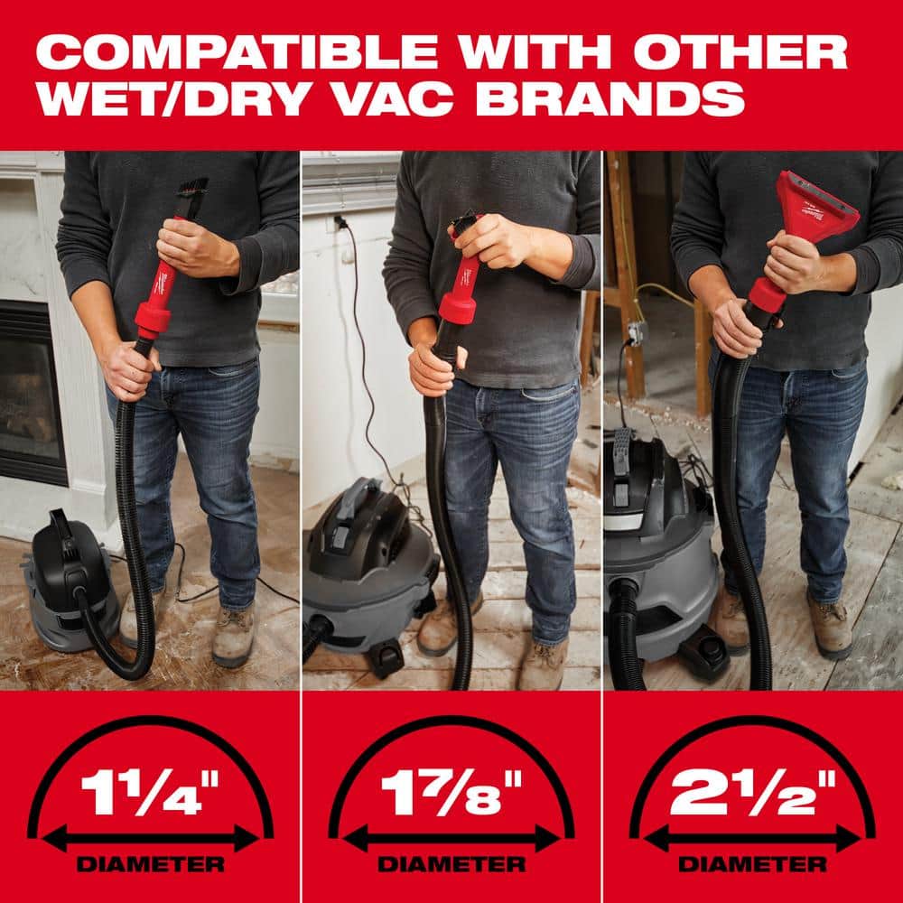 Milwaukee AIR-TIP 1-1/4 in. to 2-1/2 in. Cross Brush Tool & 3-in-1 Crevice Tool Wet/Dry Shop Vacuum Attachment Kit (2-Piece)