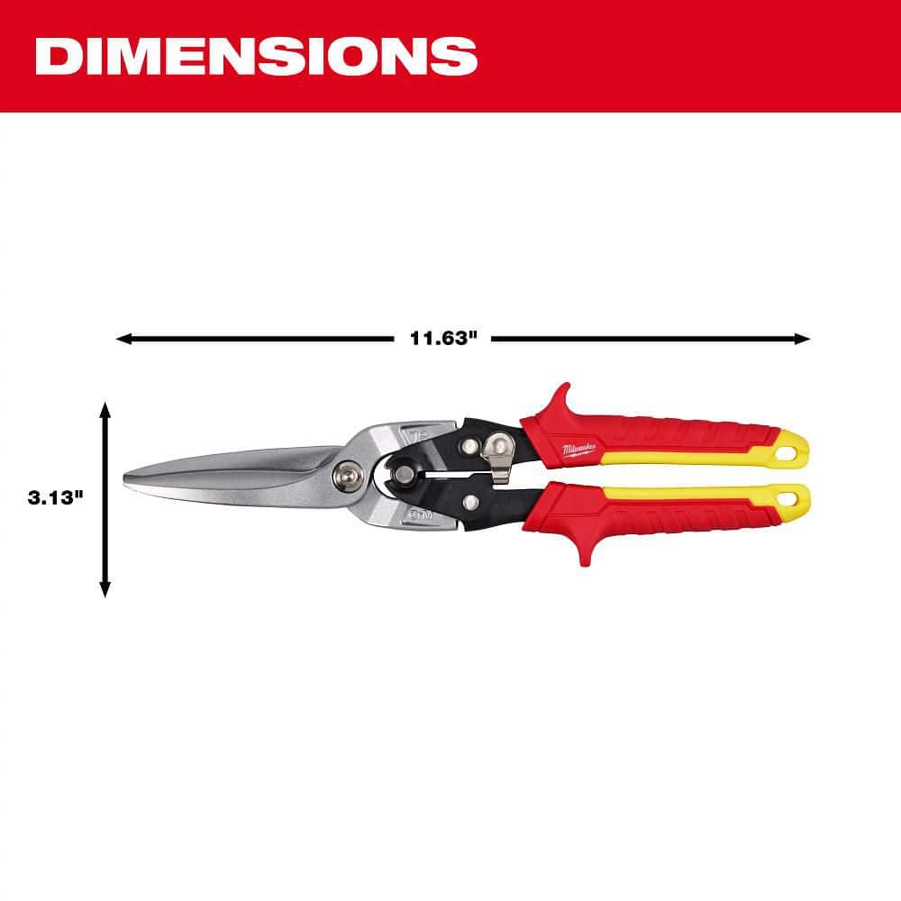 Milwaukee 11.5 in. Long Straight-Cut Aviation Snips, 3 in. Blade, Model 48-22-4567