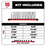 Milwaukee 3/8 in. SAE Low Profile and Deep Well 6-Point Sockets with FOUR FLAT Sides (20-Piece)