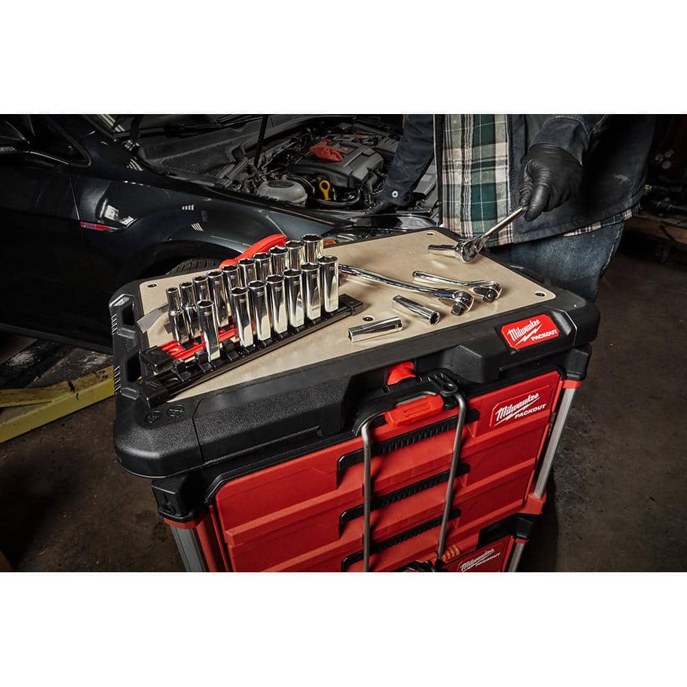 Milwaukee 3/8 in. SAE Low Profile and Deep Well 6-Point Sockets with FOUR FLAT Sides (20-Piece)