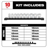 Milwaukee 3/8 in. SAE & Metric Low Profile 6-Point Socket Set with FOUR FLAT Sides, 20-Piece
