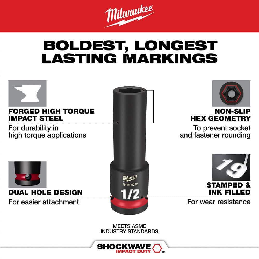 Milwaukee SHOCKWAVE Impact Duty 3/8 in. Drive Deep Well Socket Set (3-Pack)