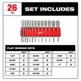 Milwaukee High-Speed Wood Spade Bit Set, 26-Piece (Model 48-27-1520)