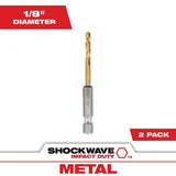 Milwaukee SHOCKWAVE 1/8 in. RED HELIX Titanium Twist Drill Bit (2-Pack)