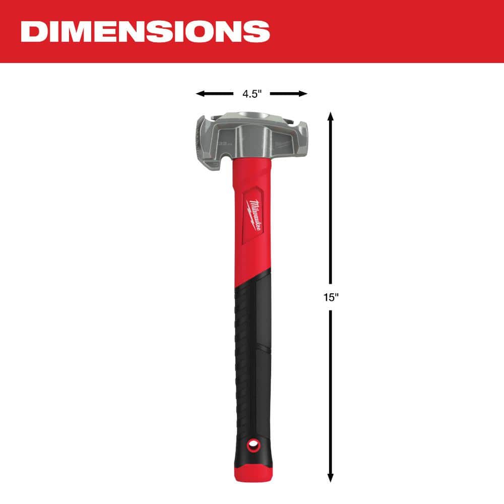 Milwaukee 32 oz. 4-in-1 Lineman's Hammer, Fiberglass Handle, 15 in. Length