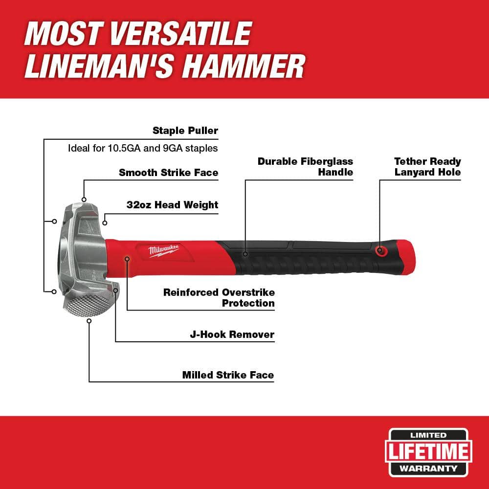 Milwaukee Lineman's 5-in-1 Ratcheting Wrench with Milled Strike Face, 11.25 in Length (48-22-9216M)