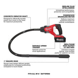 Milwaukee M18 FUEL 18V Brushless Cordless 4 ft. Concrete Pencil Vibrator Kit with 6.0Ah Battery & M18 FUEL Grinder