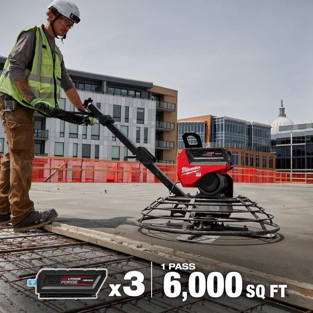 Milwaukee MX FUEL Lithium‑Ion Cordless 36 in. Walk-Behind Trowel Kit with (3) FORGE HD12.0 Batteries and (1) MX FUEL Super Charger