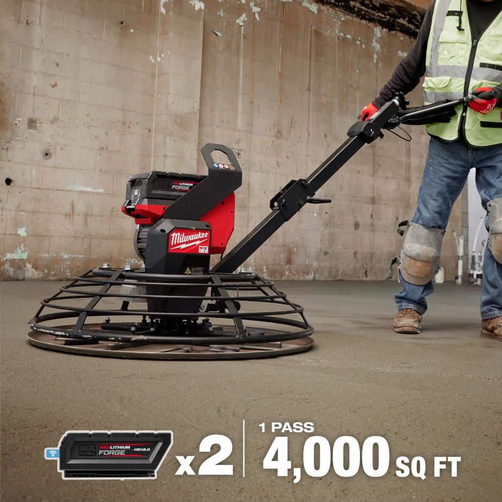 Milwaukee MX FUEL Lithium‑Ion Cordless 36 in. Walk-Behind Trowel Kit with (3) FORGE HD12.0 Batteries and (1) MX FUEL Super Charger