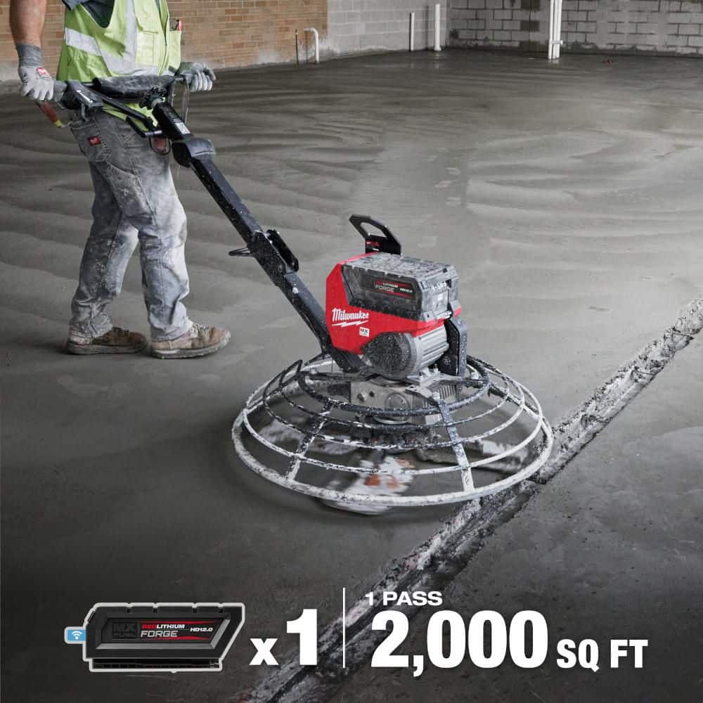 Milwaukee MX FUEL Lithium‑Ion Cordless 36 in. Walk-Behind Trowel Kit with (3) FORGE HD12.0 Batteries and (1) MX FUEL Super Charger