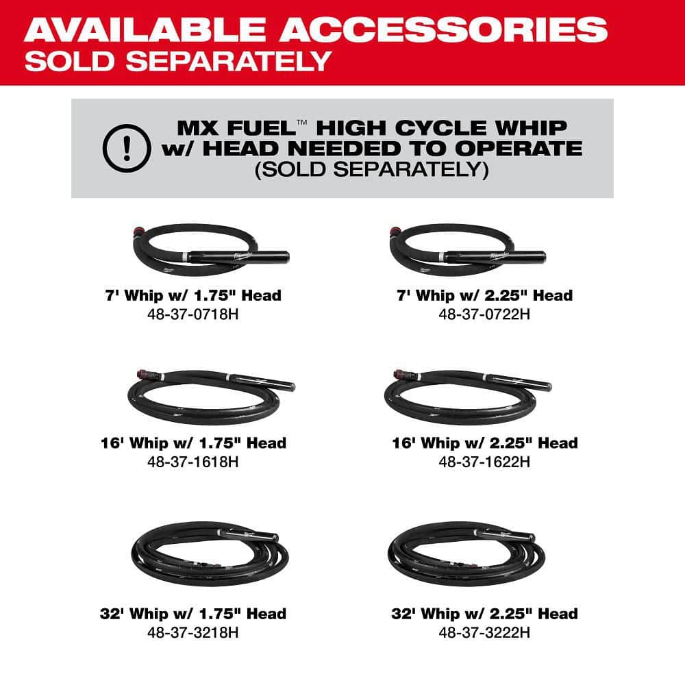 Milwaukee MX FUEL High Cycle Concrete Vibrator Kit with (2) FORGE XC 8.0 Batteries and (1) MX FUEL Super Charger