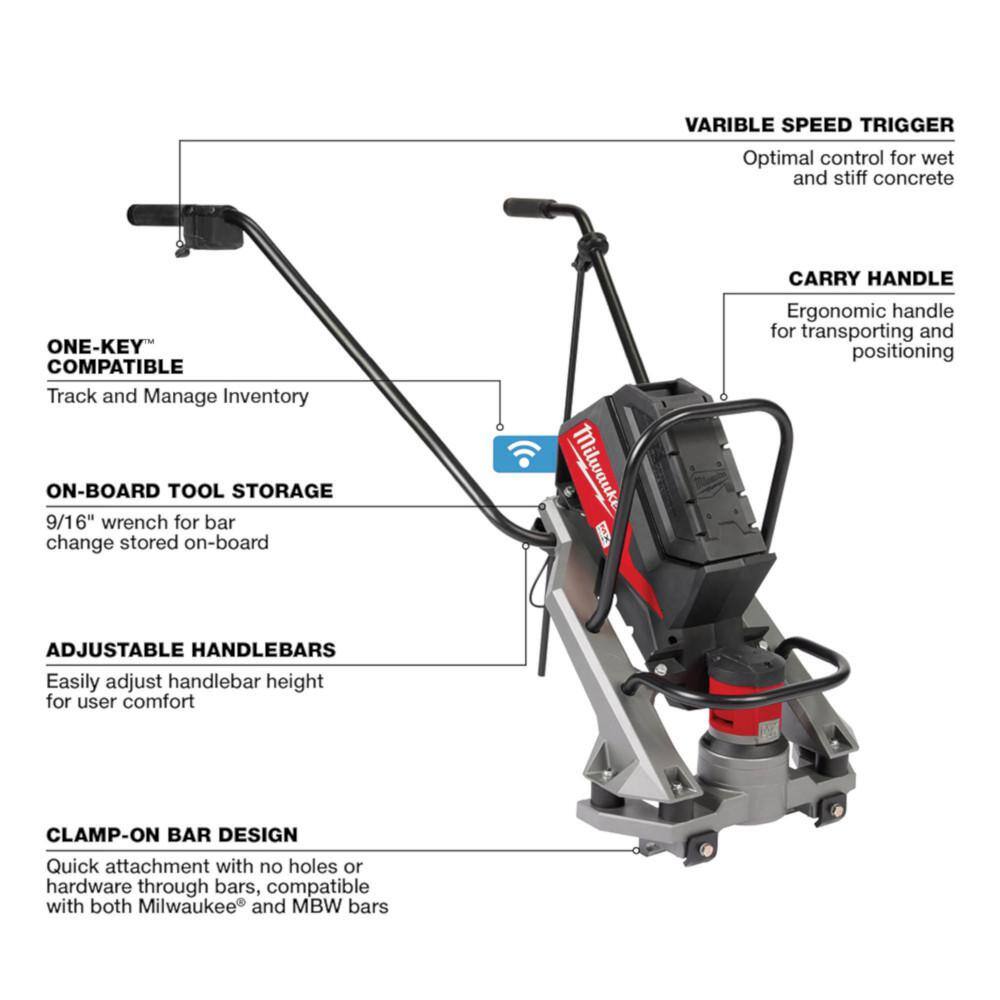Milwaukee MX FUEL Cordless Vibratory Screed Kit with M18 FUEL 1 in. SDS‑Plus Rotary Hammer & Dust Extractor (MXF381-2CP/2912-22DE)