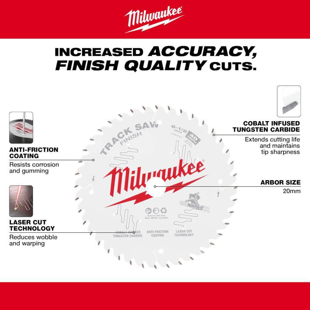 Milwaukee 6-1/2 in. x 40-Tooth Fine Finish Track Saw Blade (1-Pack)