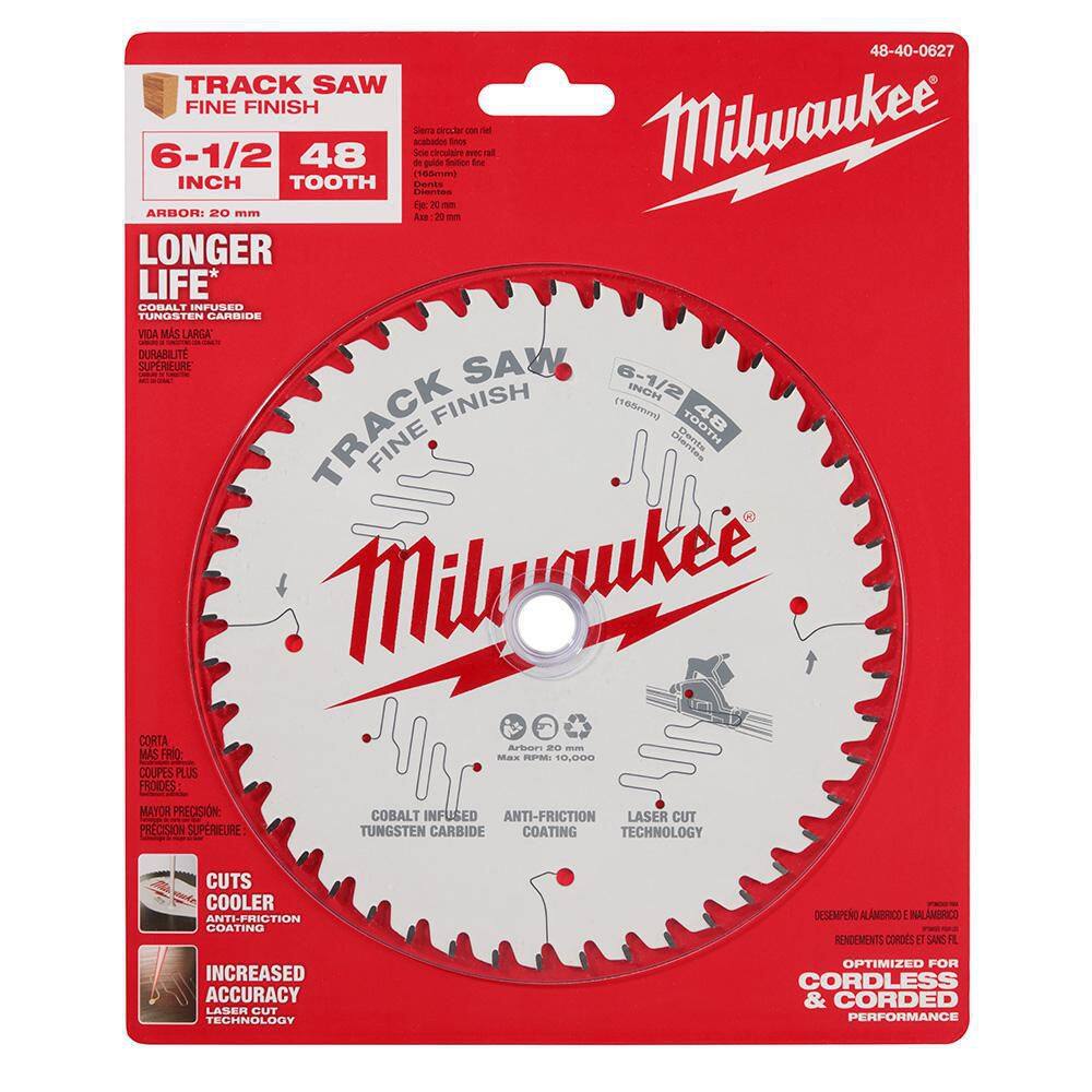 Milwaukee 6-1/2 in. x 48-Tooth Fine Finish Track Saw Blade, 20mm Arbor (1-Pack)