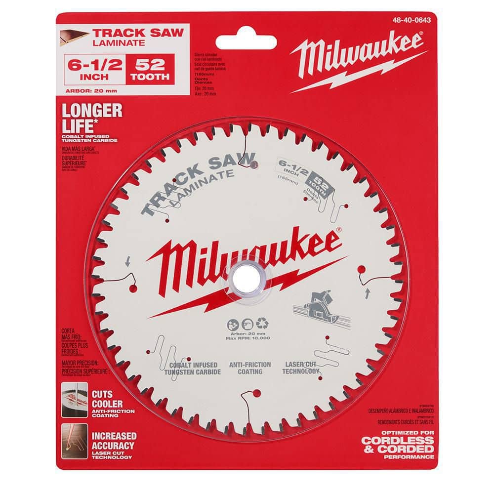 Milwaukee 6-1/2 in. x 52-Tooth Carbide Laminate Track Saw Blade, 20mm Arbor (1-Pack)