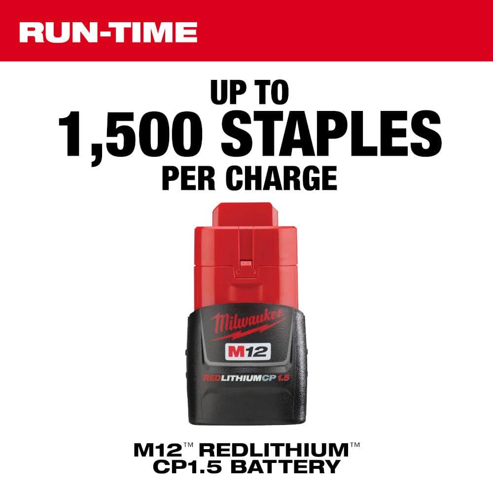 Milwaukee M12 12V Lithium‑Ion Cordless 3/8 in. Crown Stapler Combo with 6.0Ah XC Battery Pack (2 Tools)